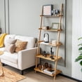 thumbnail image 3 of Giantex 5-Tier Bamboo Ladder Bookcase, Wall-Leaning Shelving Unit, Corner Storage Organizer, 3 of 7