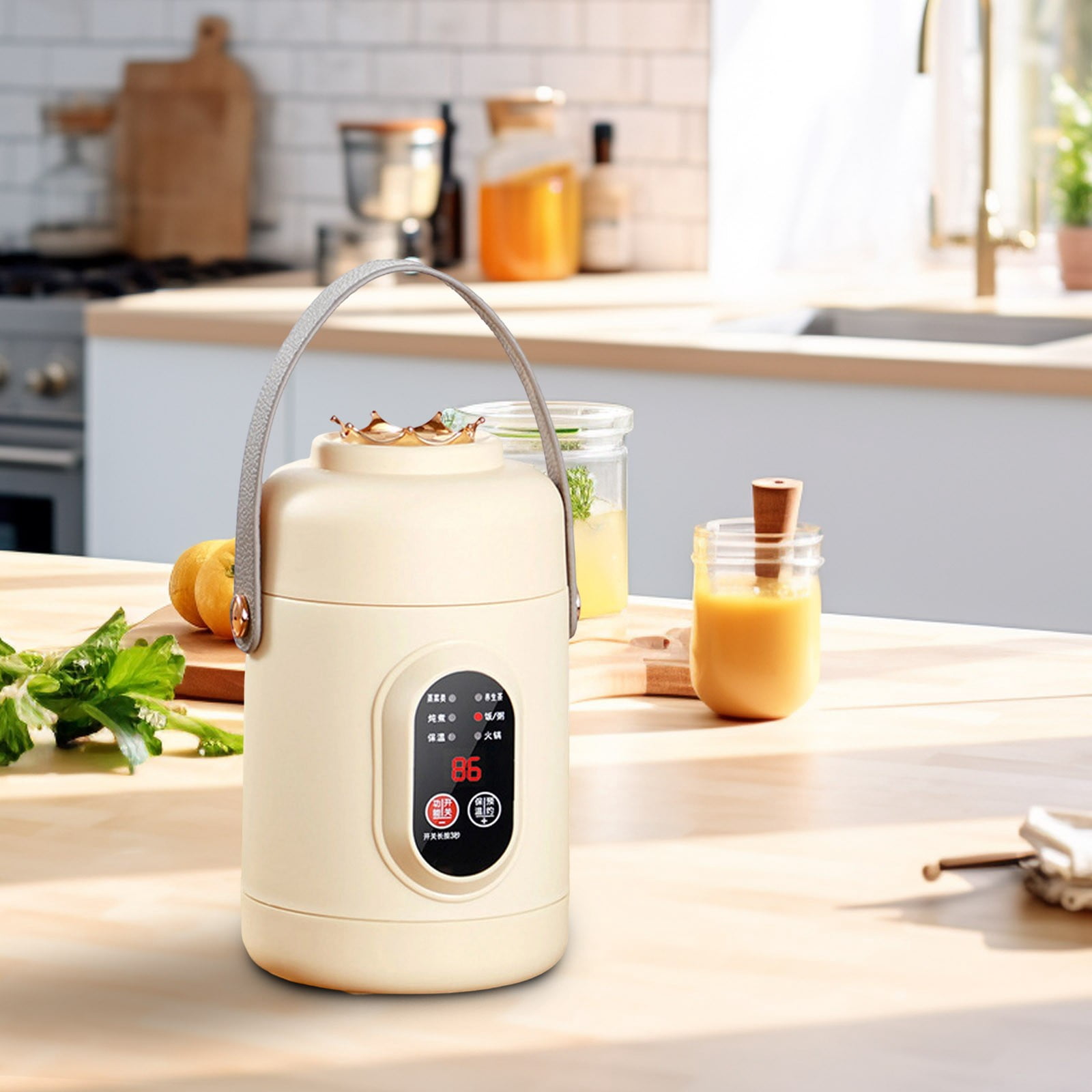Eqslft Portable Electric Cooking Pot with Stew Function, Mini Multicooker With Ceramic Glaze Inner And Steamer,Travel Rice Cooker For Cooking Soup Rice Porridge