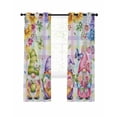 thumbnail image 7 of Watercolor Floral Gnomes Blackout Curtains for Bedroom, Spring Flowers Butterflies Grid Thermal Insulated Kitchen Drapes with Grommets, Light Blocking Window Treatment, 2 Panels 42" x 84", 7 of 7