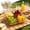 Clear-Free Size/B, variant on Four Compartment Acrylic Snack Fruit Platter with Gold Metal Stand Shatterproof Serving Tray for Party Kitchen Bar