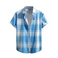 thumbnail image 2 of BXJX Mens Plaid Shirts With Pocket- Button Down Casual Regular Fit Short Sleeve Summer Top Blue Size XL, 2 of 7