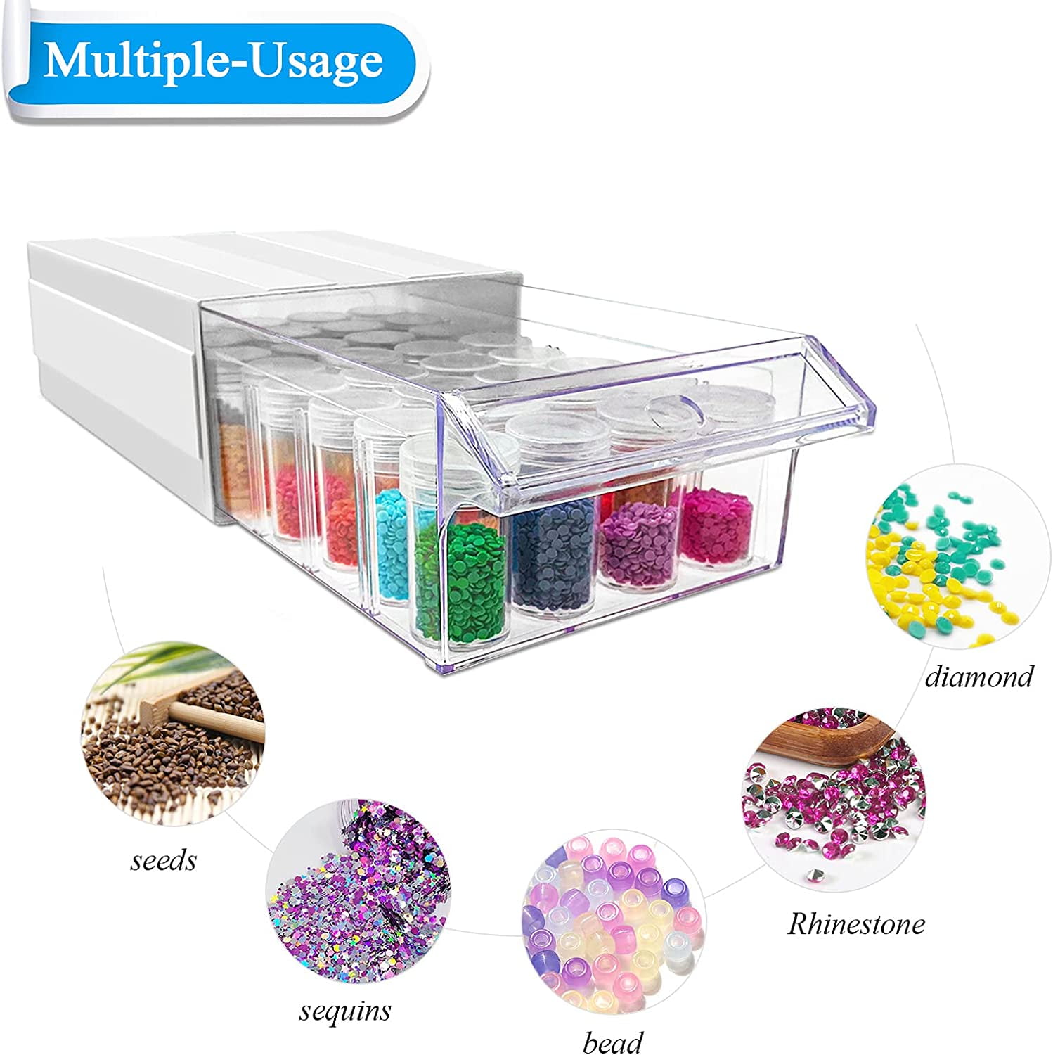  ARTDOT Diamond Painting Storage, 4 Pack Stackable Bead  Organizer 140 Slots Individual Containers with Diamond Art Accessories and  Tools for Beads Nail Pill Rhinestones Seed : Arts, Crafts & Sewing