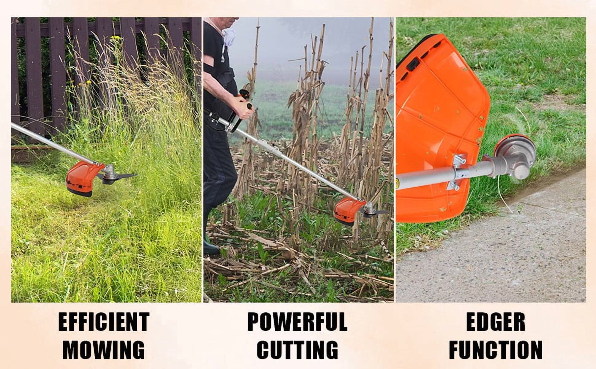Gas String Trimmer | 2 in 1 Cordless String Trimmer | 52cc 2-Stroke Weed Wacker Gas Powered | Weed Eater| Gas Weed Eater | Grass Trimmer | 10'' Brush Cutter & Shoulder Strap Included