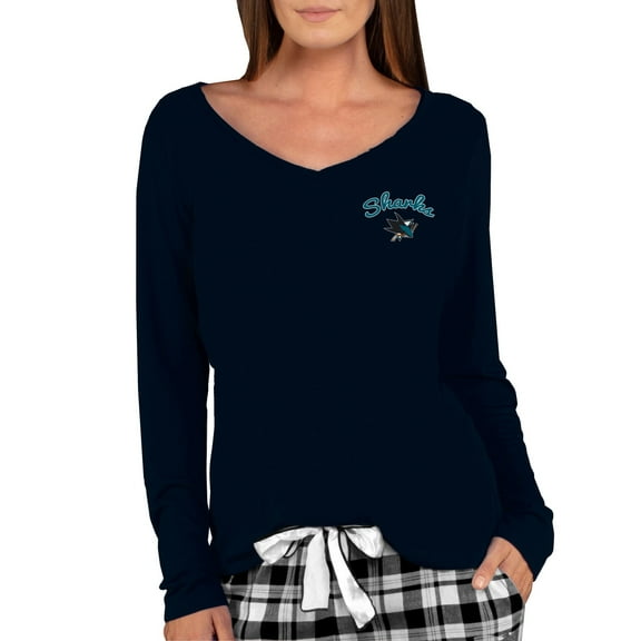 Women's Concepts Sport Black San Jose Sharks Marathon Knit Long Sleeve V-Neck Top