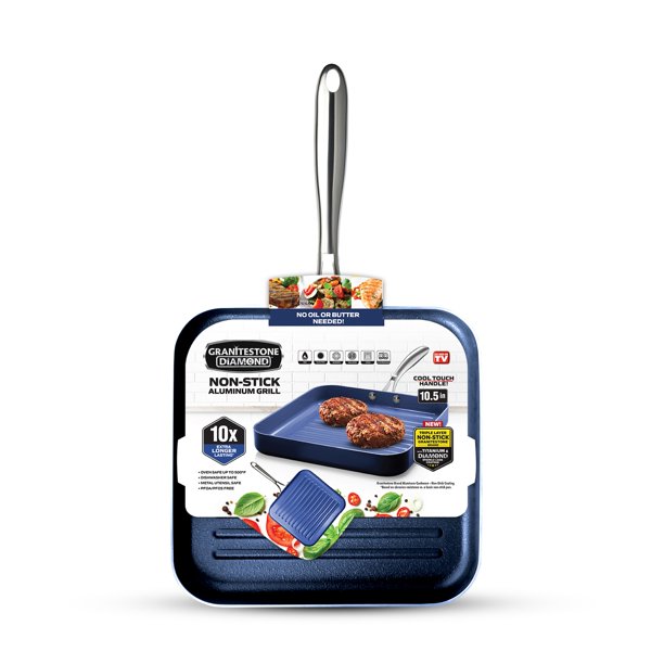 Granite Stone Blue Square Nonstick Flat Grill with Ultra Durable