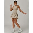 thumbnail image 5 of Womens Tennis Golf Dress with Built-in Bra Shorts Zipper Slim Fit A-Line Hem Skirt Athletic with Pockets Khaki M, 5 of 8
