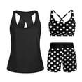 thumbnail image 3 of qolati 3 Piece Tankini Swimsuits for Women Sporty Swimsuit with Boyshorts Athletic Bathing Suits Full Coverage Modest Swimwear Plus Size Bikini Sets Black M, 3 of 7
