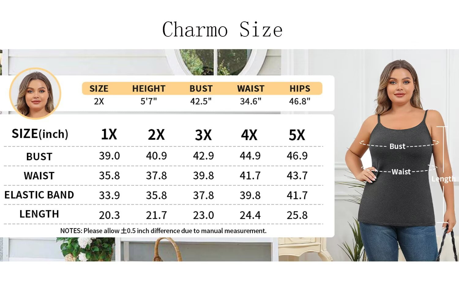 Plus Size Tank Tops for Womens Adjustable Strap Cotton Undershirt with Shelf Bra Casual Loose Camisole 1X-5X - image 4
