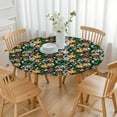 thumbnail image 3 of Stretch-fit floral tablecloth with smooth polyester surface, easy care, fits 44-52 inch diameter round tables, extra large version, 3 of 7
