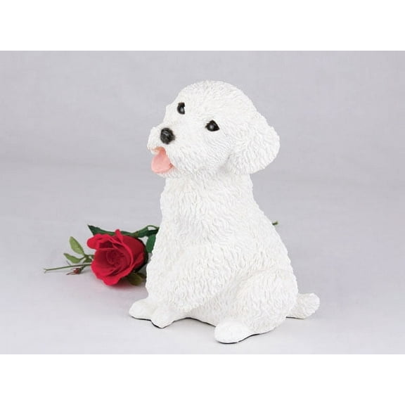 Miniature Poodle White Cremation Pet Urn for a Dog Memorial in remembrance of your beloved family pet.