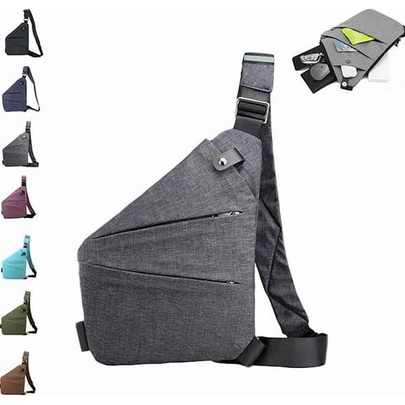 Right Shoulder Sling Bag for Men & Women, Anti-Theft Travel Crossbody Chest Bag with Multi Zipper Pockets, Lightweight Nylon Daypack for Commuting & Outdoor Use