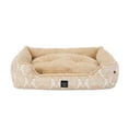 thumbnail image 2 of NICOLE MILLER NEW YORK PET Mod Damask Plushy Bolster Pet Bed, Cozy & Calming, Water Repellent, Non-Slip Bottom, 100% Machine Washable, Taupe, Large 35"x28"x8", 2 of 13