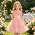 thumbnail image 5 of Pink Off Shoulder Flower Girl Dresses for Wedding 1 Sleeve Tulle Summer Vintage Dresses 3-4 Years, 5 of 9