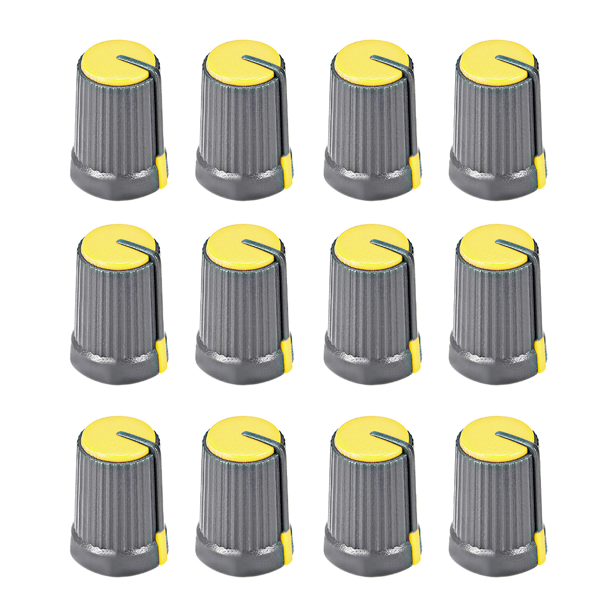 12Pcs Potentiometer Volume Control Knob Cap Plastic Yellow 6mm Shaft Dia. Rotary Knob 12mm Dia. x 17mm