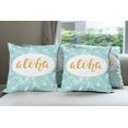 thumbnail image 6 of Ambesonne Aloha Throw Pillow Cover 4 Pack, Wording with Palm Tree Leaves, 16", Seafoam Yellow, 6 of 7