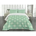 thumbnail image 3 of Ambesonne Mint Quilted Bedspread Set 3 Pcs, Circles Dots Wavy Squares, King Size, Almond Green Emerald, 3 of 5