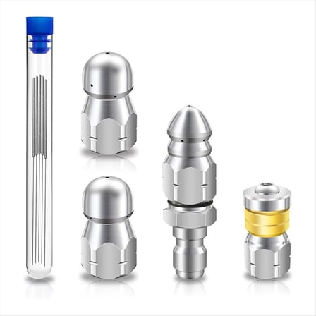 Rollbacks & More Sewer Jet Nozzle Kit, Stainless Steel Jetter 1/4 Inch NPT for Pressure Washer, Quick Connect, 5000PSI