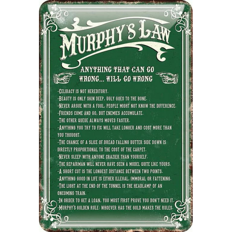Irish Metal Sign - Murphy's Law Vintage Retro Wall Décor 8x12 Inch