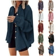 thumbnail image 2 of Womens Waffle Knit Shacket Boyfriend Shirt Jacket Button Down Blouse Loose Fit Long Sleeve Tops, 2 of 5
