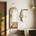 thumbnail image 6 of BEAUTYPEAK 48" x 16" Arched Full Length Mirror Hanging Wall Mirrors with Leather Strap, Black, 6 of 12