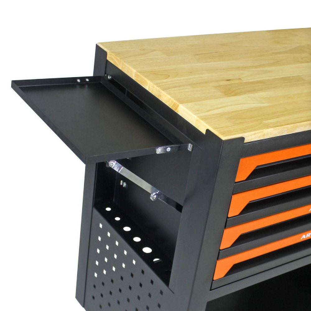 ARTMAN 4 Drawers Tool Cart with Wheels and Drawers,Wood Top Tool Box for Garage Workshop Warehouse