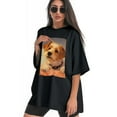 thumbnail image 3 of Plus Size Shirt for Women Black Tops for Women Short Sleeves Shirt for Women Dogs In The Night T Shirt Crewneck Shirt for Women XL, 3 of 5