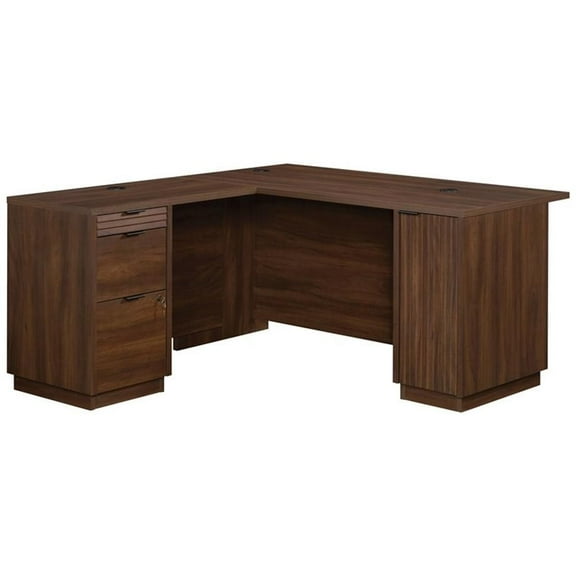 Sauder Palo Alto 60" Engineered Wood L-Shaped Computer Desk in Spiced Mahogany