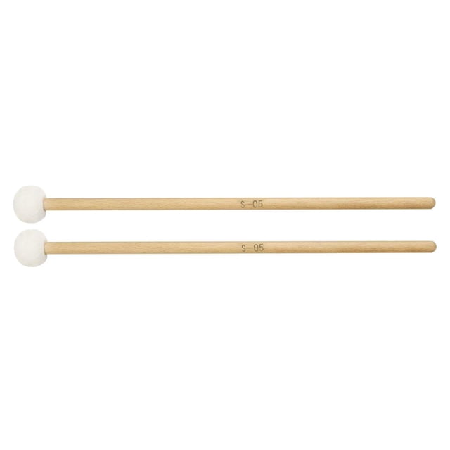 Esquirla 1 Pair 15 Inch Wood Handle Mallets Timpani Stick Multi-Purpose Felt Mallet Soft,