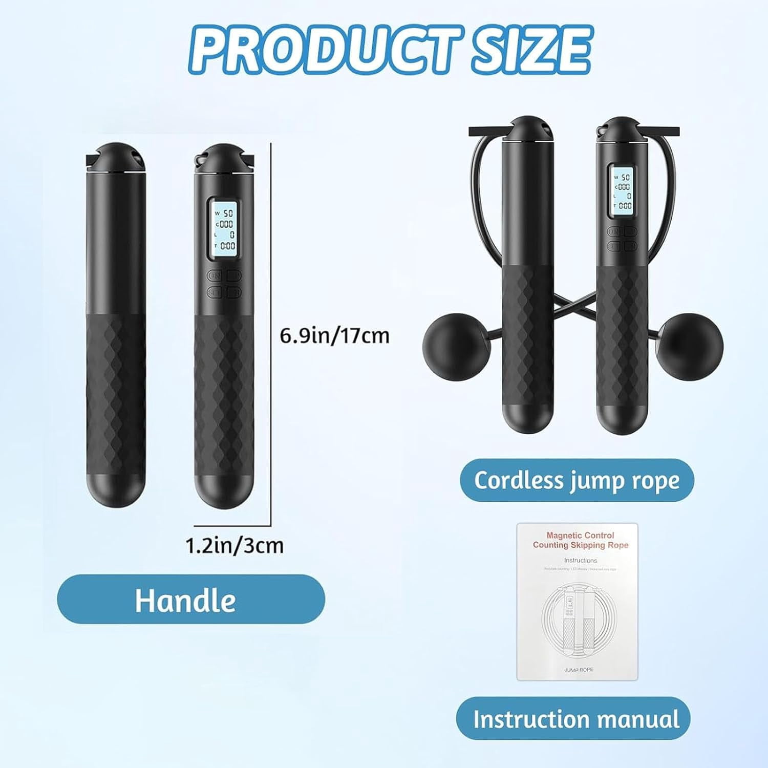 Skipping Rope with Counter (Gravity Ball with/without Rope), Cordless Jump Rope Smart Skipping Rope, Gravity Ball Jump Rope, Gravity Ball Skipping, Weighted Ropeless Jump Rope with Counter