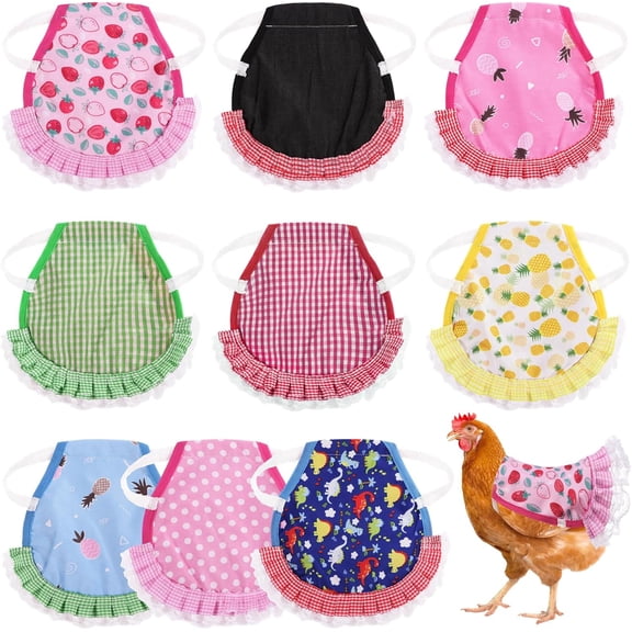9 Pcs Chicken Saddles For Hens, Waterproof Chicken Aprons with Elastic Straps, Chicken Feather Protective Jackets, Poultry Protectors, Wing Back Protectors, Hen Feather Fixing Supplies