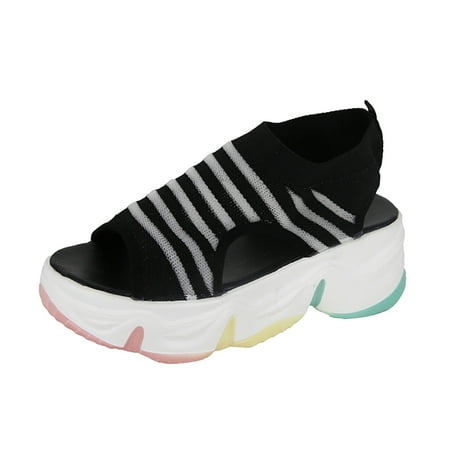 

ZHAGHMIN Fuzzy Slipper Ladies Fashion Color Blocking Breathable Knitted Open Toe Thick Beach Sandals Womens Sandals Platform Wedges Heels Floral Sandals For Women Womens Glitter Sandals Raffia Sanda