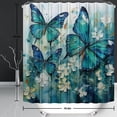 thumbnail image 3 of 4 Pcs Black Butterfly Moon Shower Curtain Set Vintage Aesthetic Gothic Bathroom Set with Floral Plants Bathroom Set with Hook Toilet Lid Cover and Bath Mat, 3 of 6
