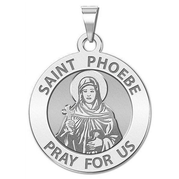 PicturesOnGold.com Saint Phoebe Religious Medal Round - 2/3 Inch Size of Dime, Sterling Silver