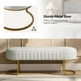 thumbnail image 5 of 46" Velvet Bench, Upholstered Entryway Bench End of Bed with Gold Legs, Bed Ottoman Bench for Bedroom Living Room Footrest Stools, Ivory, 5 of 8
