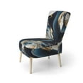 thumbnail image 3 of Designart "Modern Fluid Gold And Blue Ii" Upholstered Modern & Contemporary Accent Chair and Abstract Arm Chair - Multiple Color & Pattern, 3 of 5