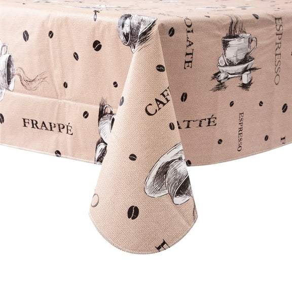 Ray Star 52x90in Print Heavy Weight Vinyl Flannel Backed Tablecloth, Indoor/Outdoor Vinyl Tablecloth with Flannel Backing