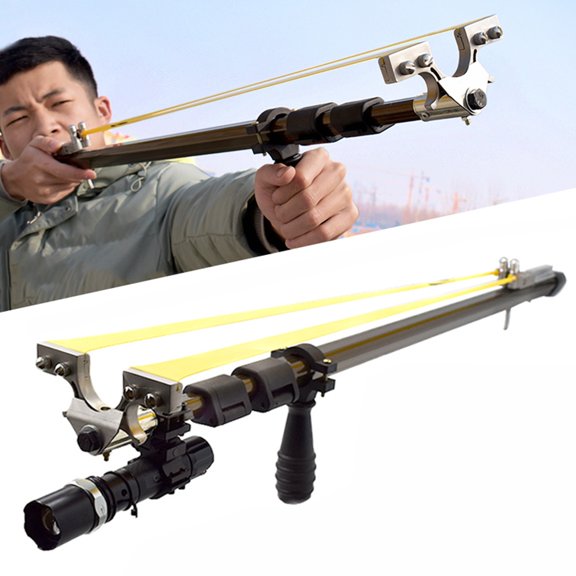 Piaoyu Long Pole Retractable Slingshot Set for Outdoor Hunting and Shooting, with Double Wire Widened Bow Head