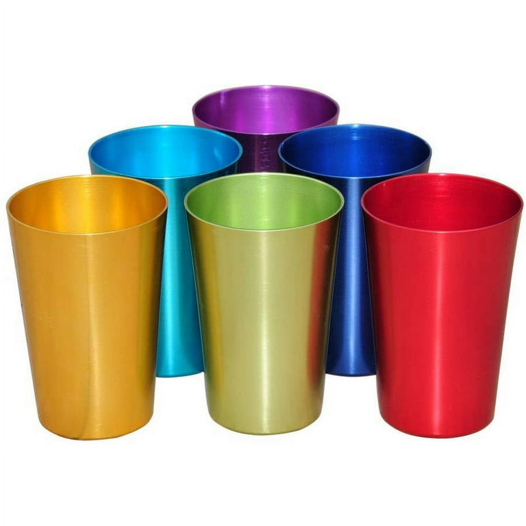Retro Aluminum Tumblers - 6 cups - 12 oz. - By Trademark Innovations  (Assorted Colors) 