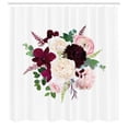 thumbnail image 2 of Ambesonne Flowers Shower Curtain, Romantic Floral Bouquet Art, 69"Wx75"L, Dark Fuchsia Ivory and Rose, 2 of 4