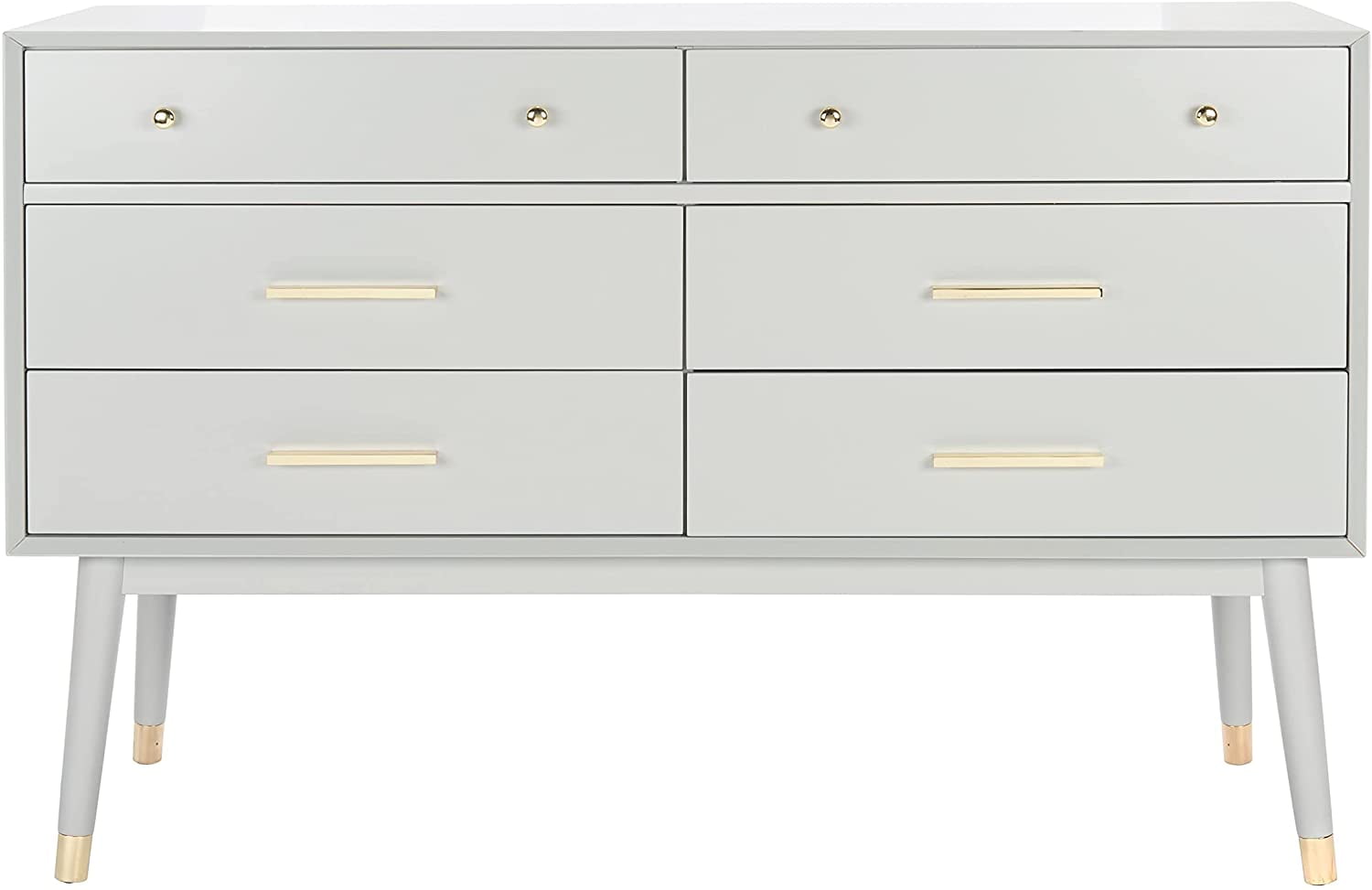 Safavieh Couture Home Collection Madden Retro Grey and Brass 6Drawer