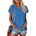 thumbnail image 6 of Sweet Home Farm V Neck T Shirts for Women Stylish And Comfortable Women's Loose Fit Shirt | Casual Tee Any Occasion Short Sleeve Shirts for Women Blue, 6 of 8