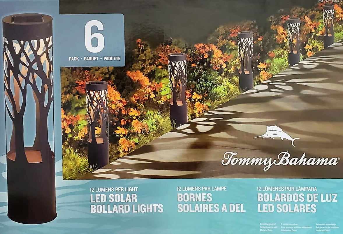 Tommy Bahama Solar Bollard LED Pathway Lights 5-PK 12 Lumen Metal 