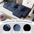 thumbnail image 6 of BISHE Modern Oversized Modular Sectional Sofa with Ottoman, Chaise Lounge, Armrest, 4 Pillows, Sparkling Chenille Fabric, 4 PCS DIY Tufted Sofa, No Assembly Required, Blue, 6 of 9