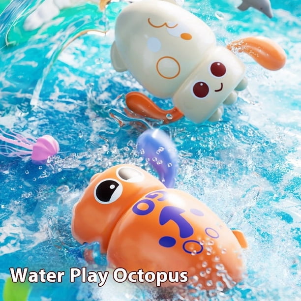 Baby bath water toy - 2 pack Bath Toys for Toddlers,Cute Wind-up Swimming winding octopus playing in the water Baby Bathtub Toys for 1-3 Years Old 6 to 12 Months Boys Girls & Kids (Orange and beige)