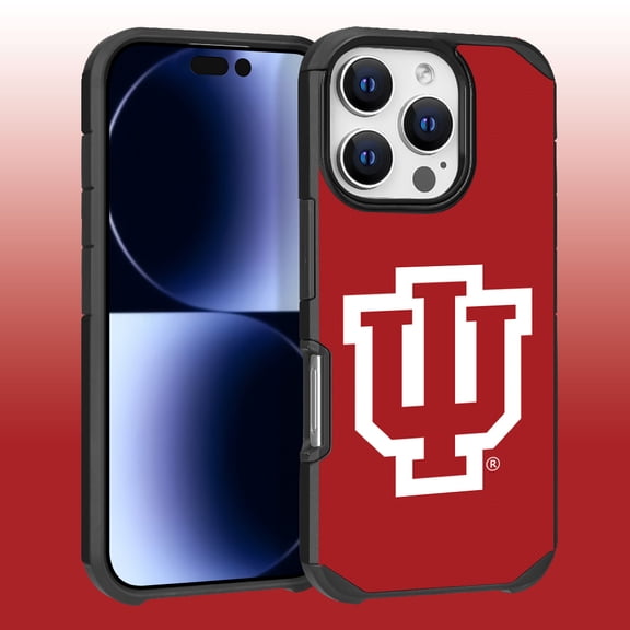 Apple iPhone 16 Pro (6.3) - Licensed NCAA of Indiana University Hoosiers logo on Red Textured Dual Layer Case