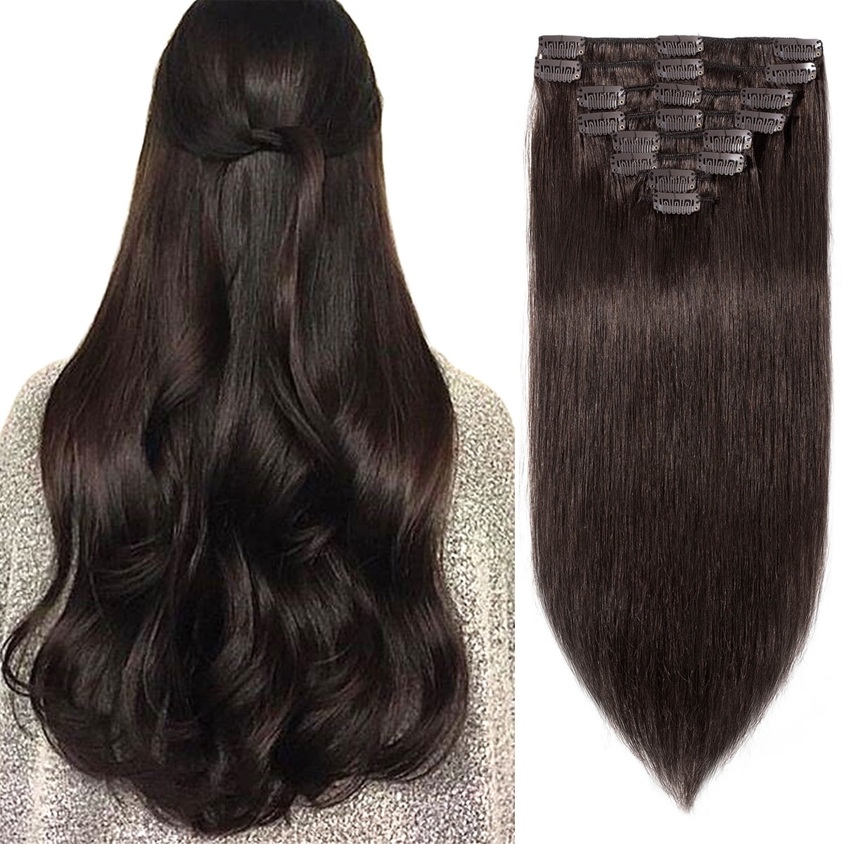 S-noilite Thick Human Hair Clip in Real 