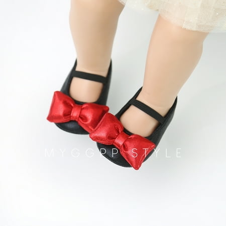 

Franhais Baby Bowknot Shoes Anti-Slip PU Leather Shoes Prewalker Soft Sole Shoes