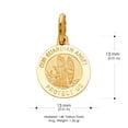 thumbnail image 4 of 14K Yellow Gold Our Guardian Angel Protect Us Charm Pendant with 1.2mm Flat Open Wheat Chain Necklace, 4 of 5