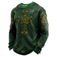 thumbnail image 4 of Telankuip Men's St. Patrick's Day Art Print Casual Crew Neck T-Shirts Irish Celtic Cross Graphic Long Sleeve Tops Soft Comfortable Fashion Holiday Waffle Pullovers Workout Outfits 1-Green XXXL, 4 of 4