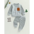 thumbnail image 2 of GXFC Baby Boys Fall Outfits Clothes 6M 1T 2T 3T Kids Boys Long Sleeve Patchwork Sweatshirt and Striped Elastic Waistband Long Pants 2 Piece Casual Cute Autumn Clothing for Toddler Children Boys, 2 of 8